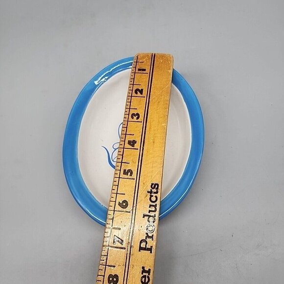 Vintage Cat Food Bowl Blue Mouse Fish Ceramic Unbranded - Picture 6 of 6